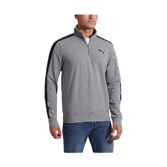 Puma Sweater Mens S Gray Black Quarter Zip Mock Neck Stretchlite Long Sleeves - Picture 12 of 13